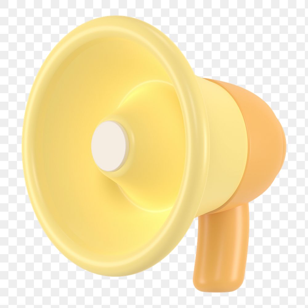 Pastel megaphone png sticker, yellow 3D illustration on transparent background