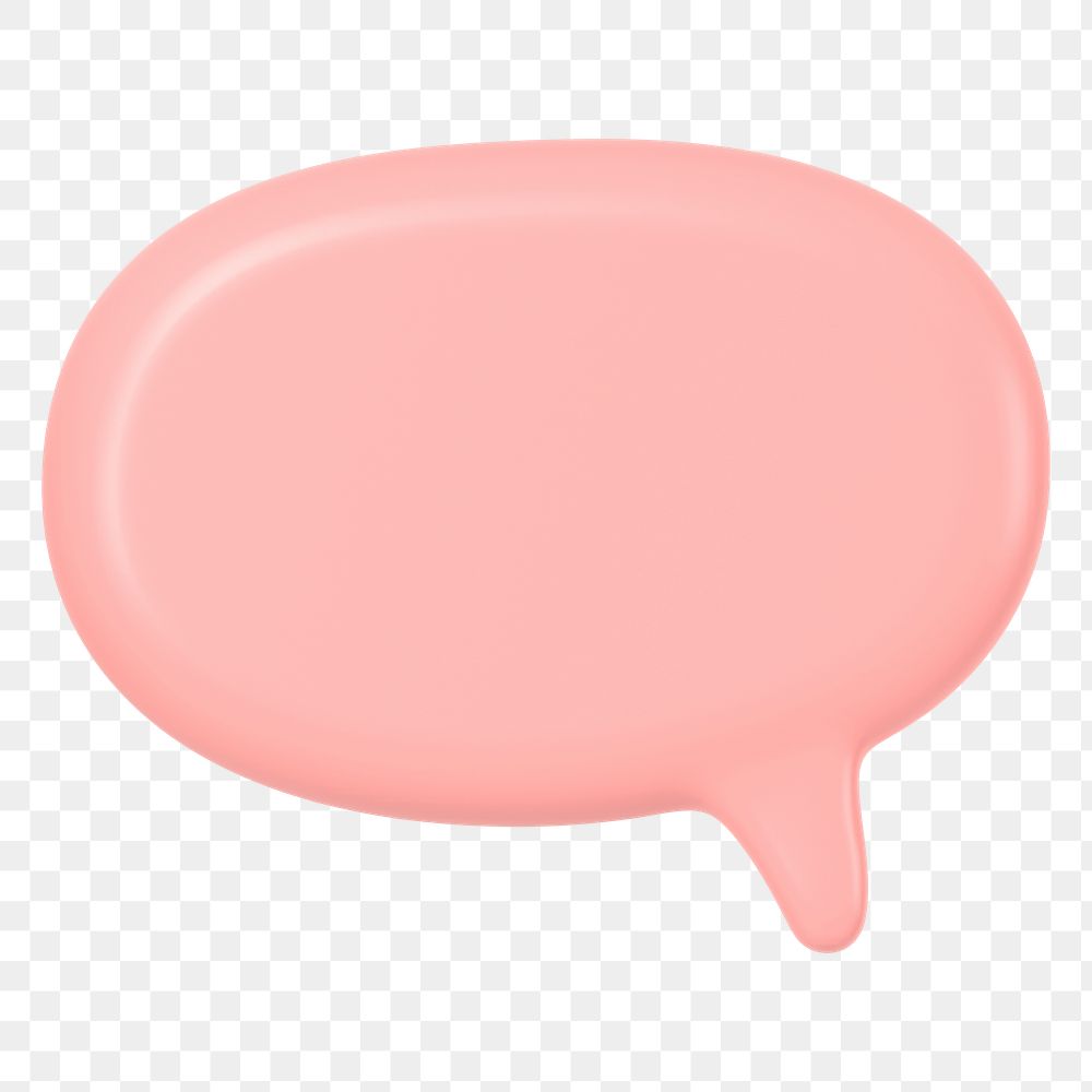 Pink png speech bubble sticker, 3D shape, marketing graphic on transparent background
