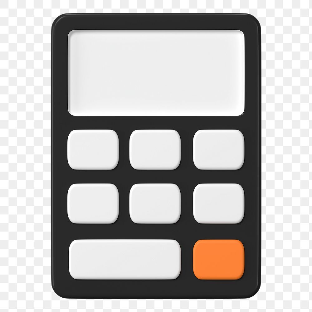 Black calculator png clipart, 3D mathematics symbol on transparent background