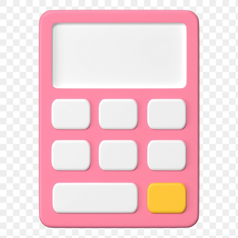 Pink calculator png clipart, 3D mathematics symbol on transparent background