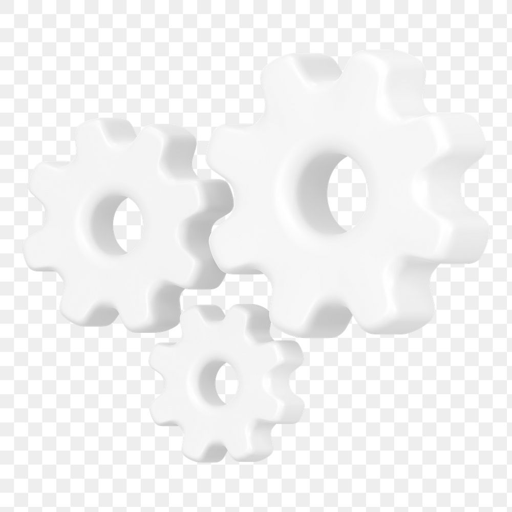 3D gears png clipart, business collaboration illustration on transparent background