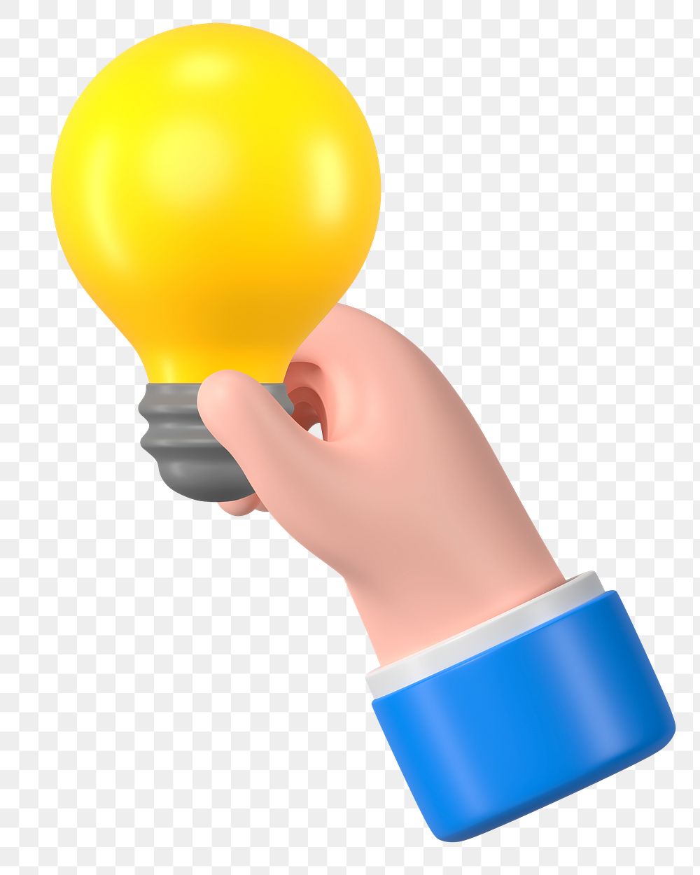 Hand png holding light bulb clipart, business 3D graphic on transparent background