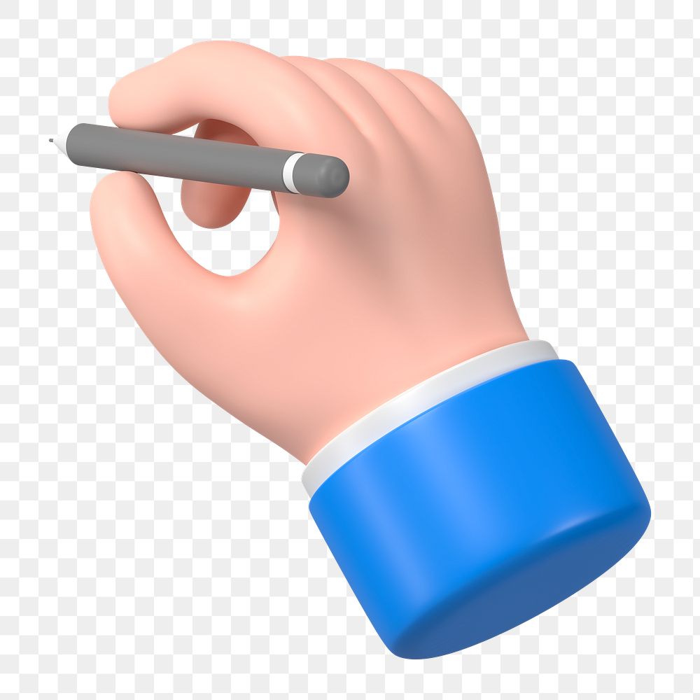 Hand png holding stylus clipart, business deal, 3D illustration