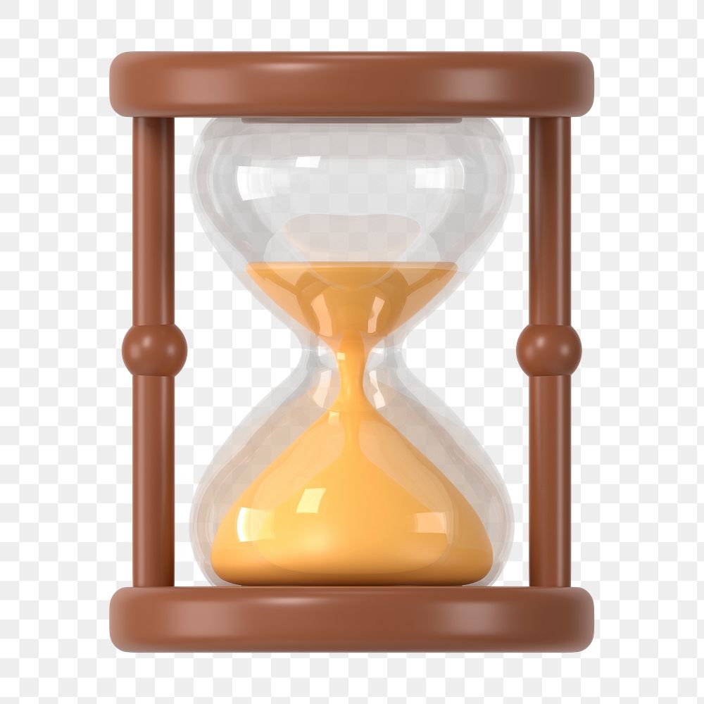 3D hourglass png clipart, time management concept on transparent background