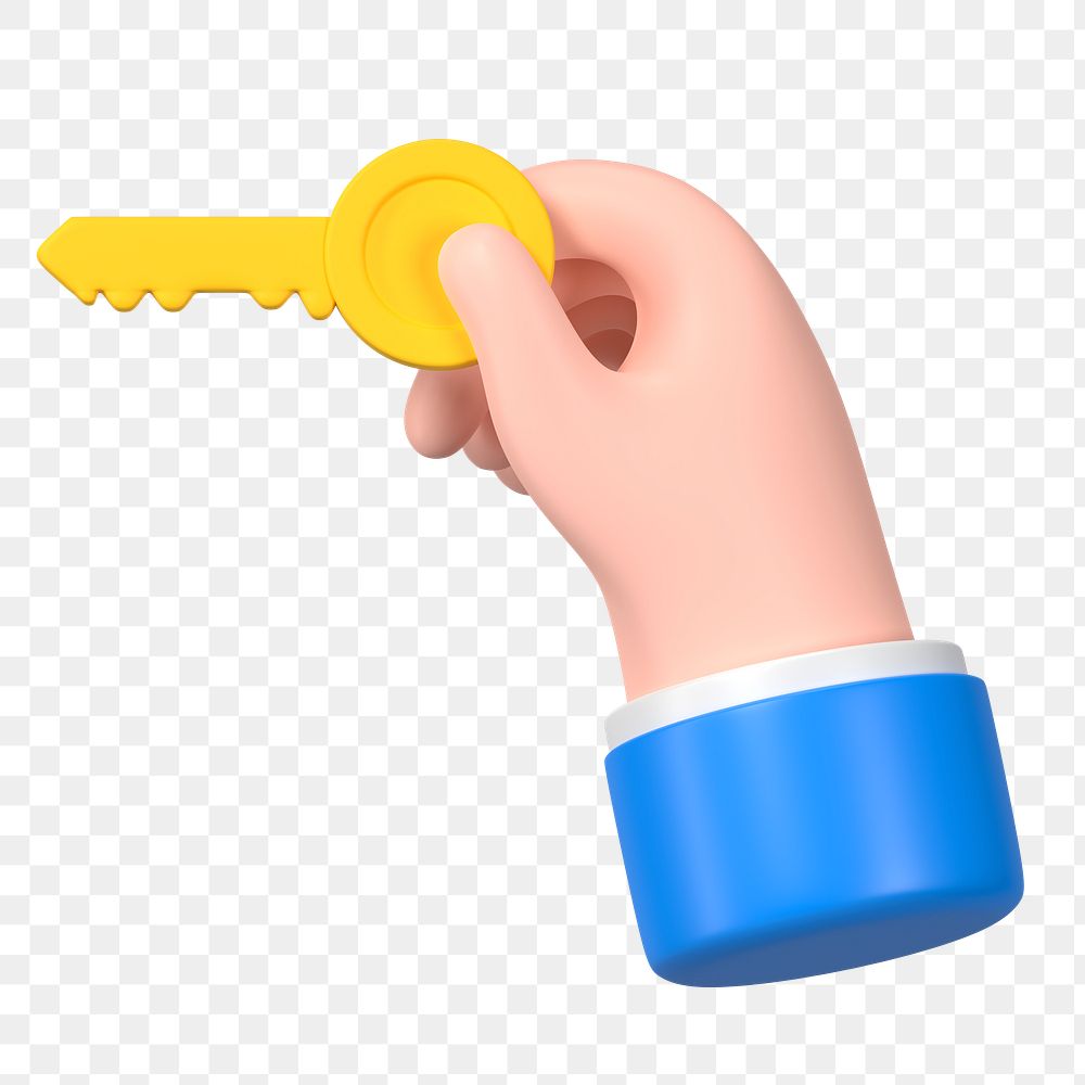 Hand png holding key clipart, real estate agent on transparent background