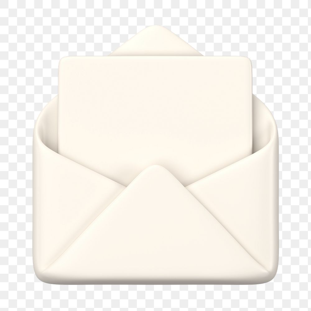 Envelope, email png icon sticker, 3D rendering, transparent background