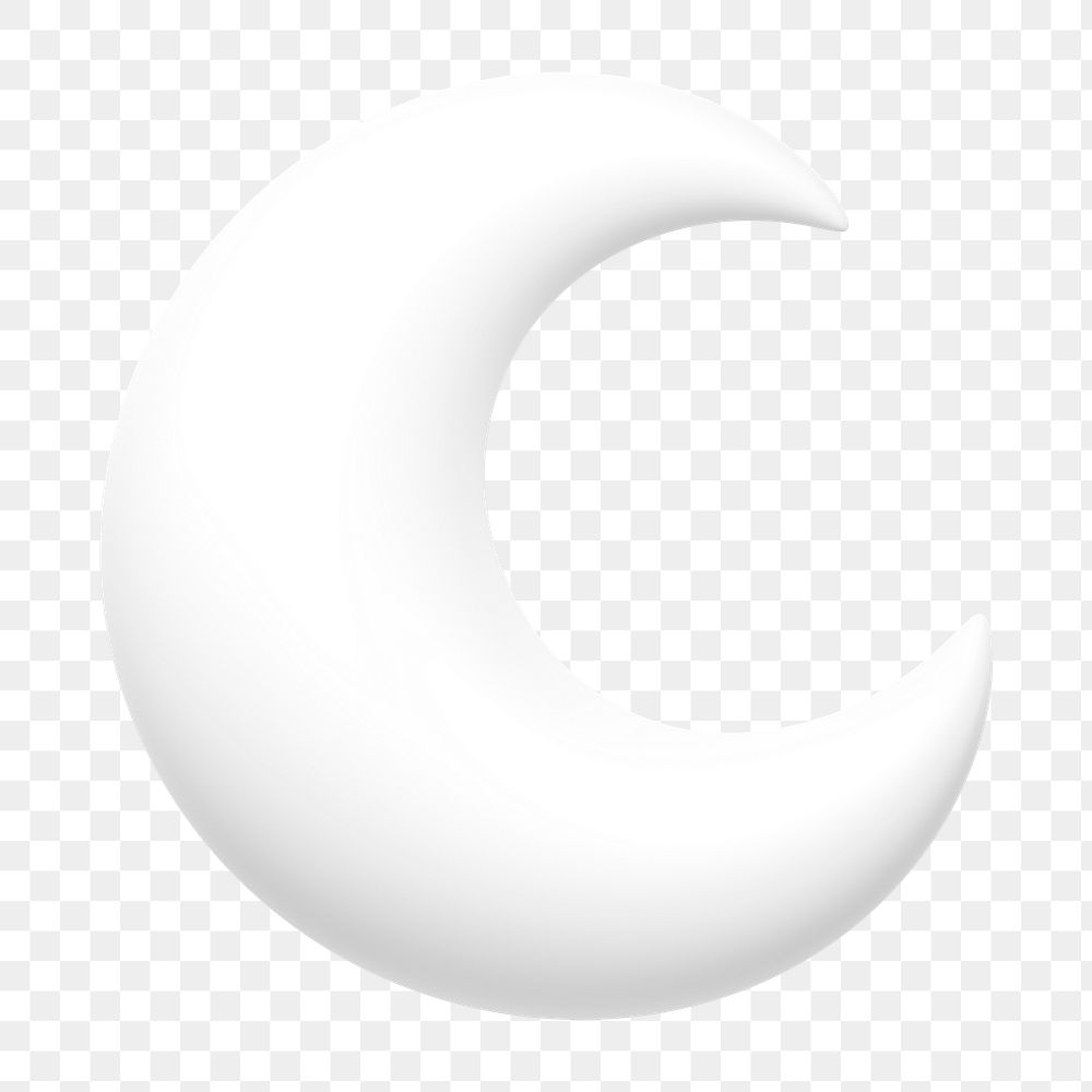 Crescent moon png icon sticker, 3D rendering, transparent background