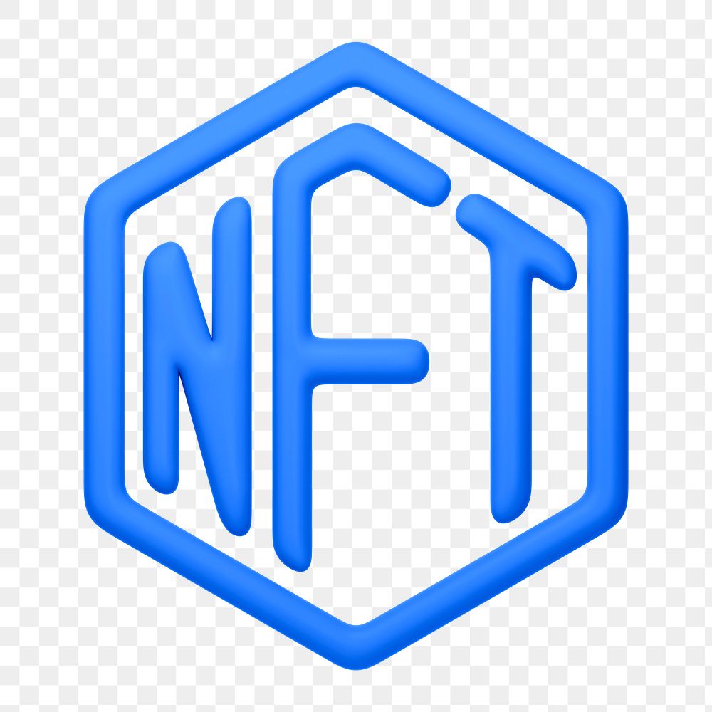 NFT blockchain png icon sticker, 3D rendering, transparent background