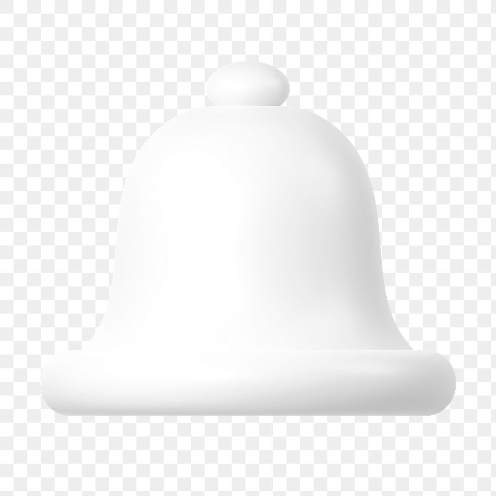 White bell png, notification icon sticker, 3D rendering, transparent background