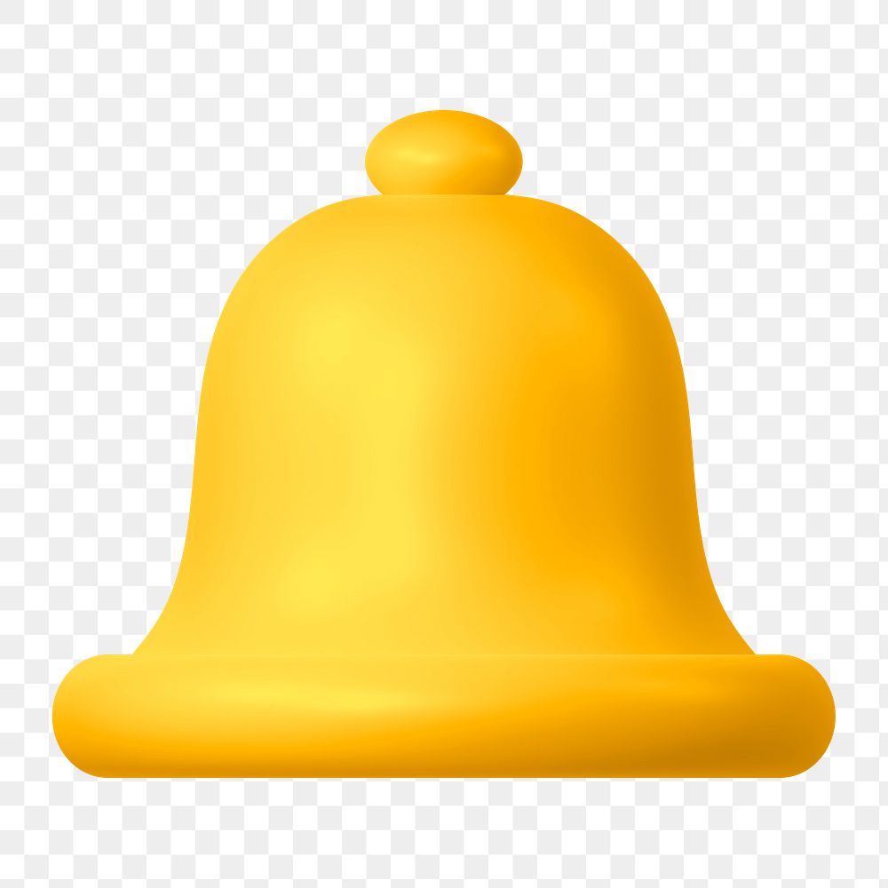 Bell, notification png icon sticker, 3D rendering, transparent background