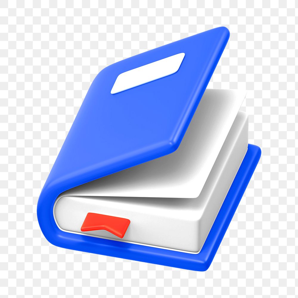 Book, education png icon sticker, 3D rendering, transparent background