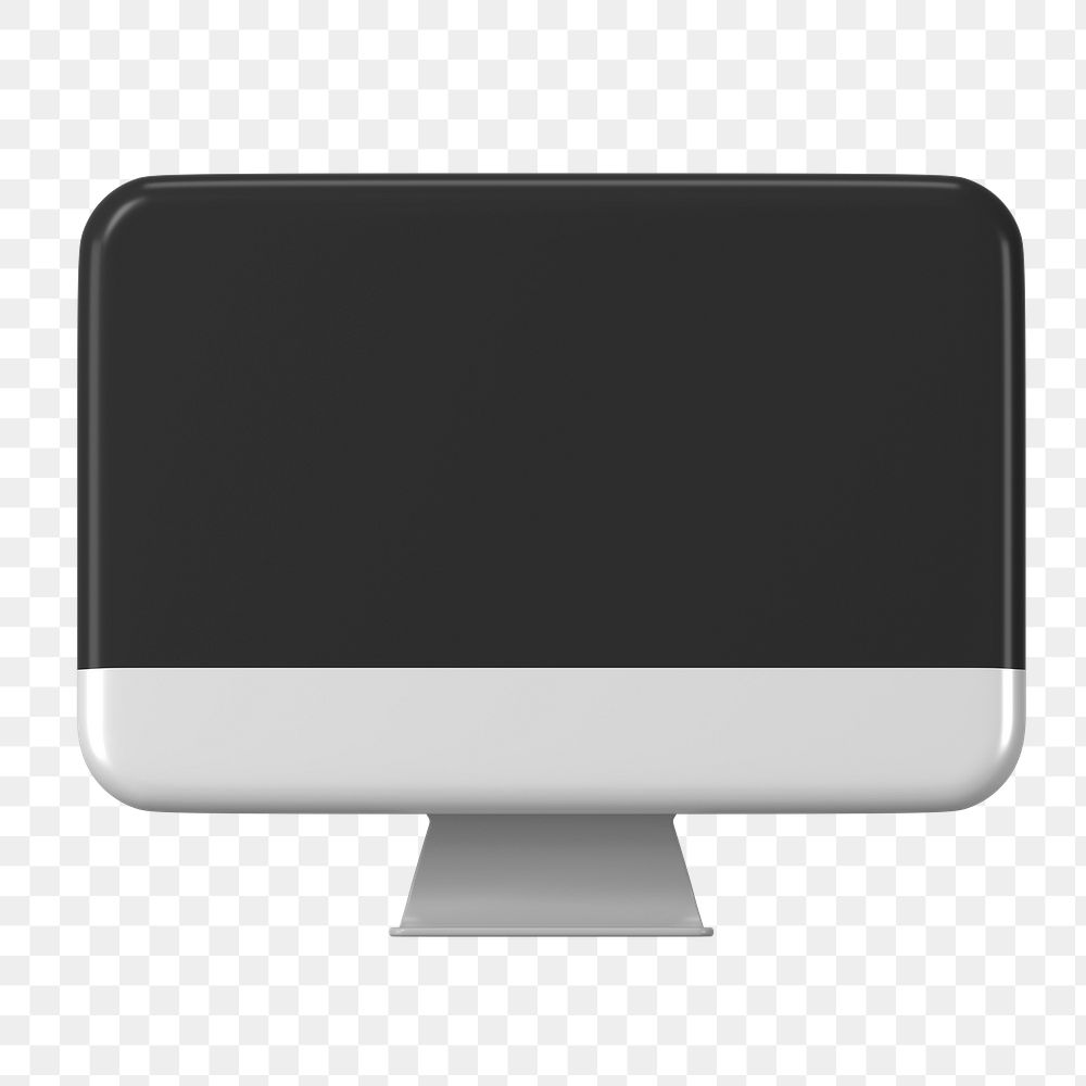 Computer screen png icon sticker, 3D rendering, transparent background