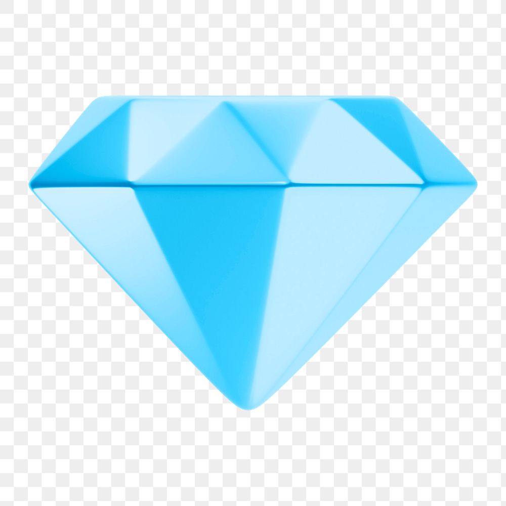 Diamond png icon sticker, 3D rendering, transparent background