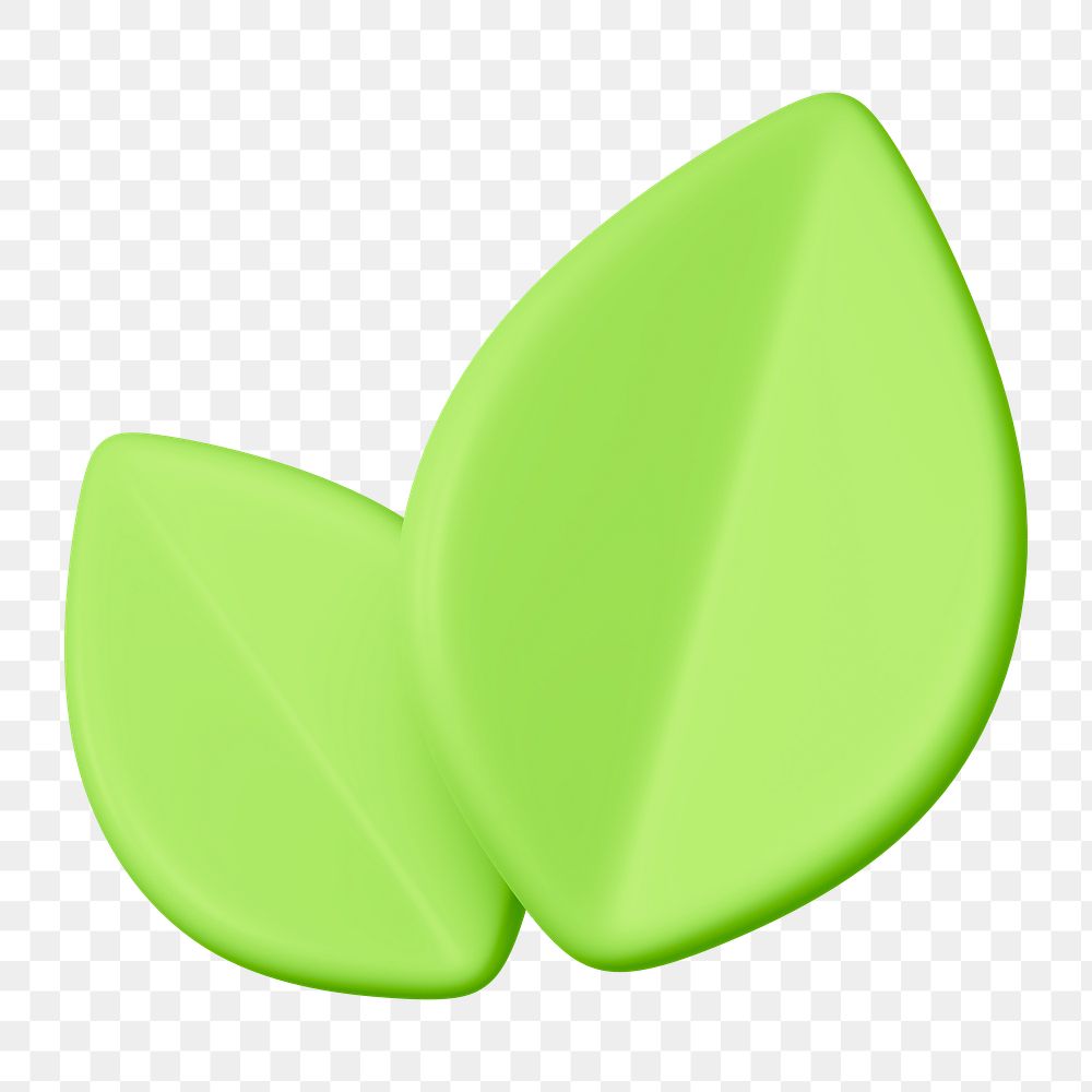 Leaf, environment png icon sticker, 3D rendering, transparent background