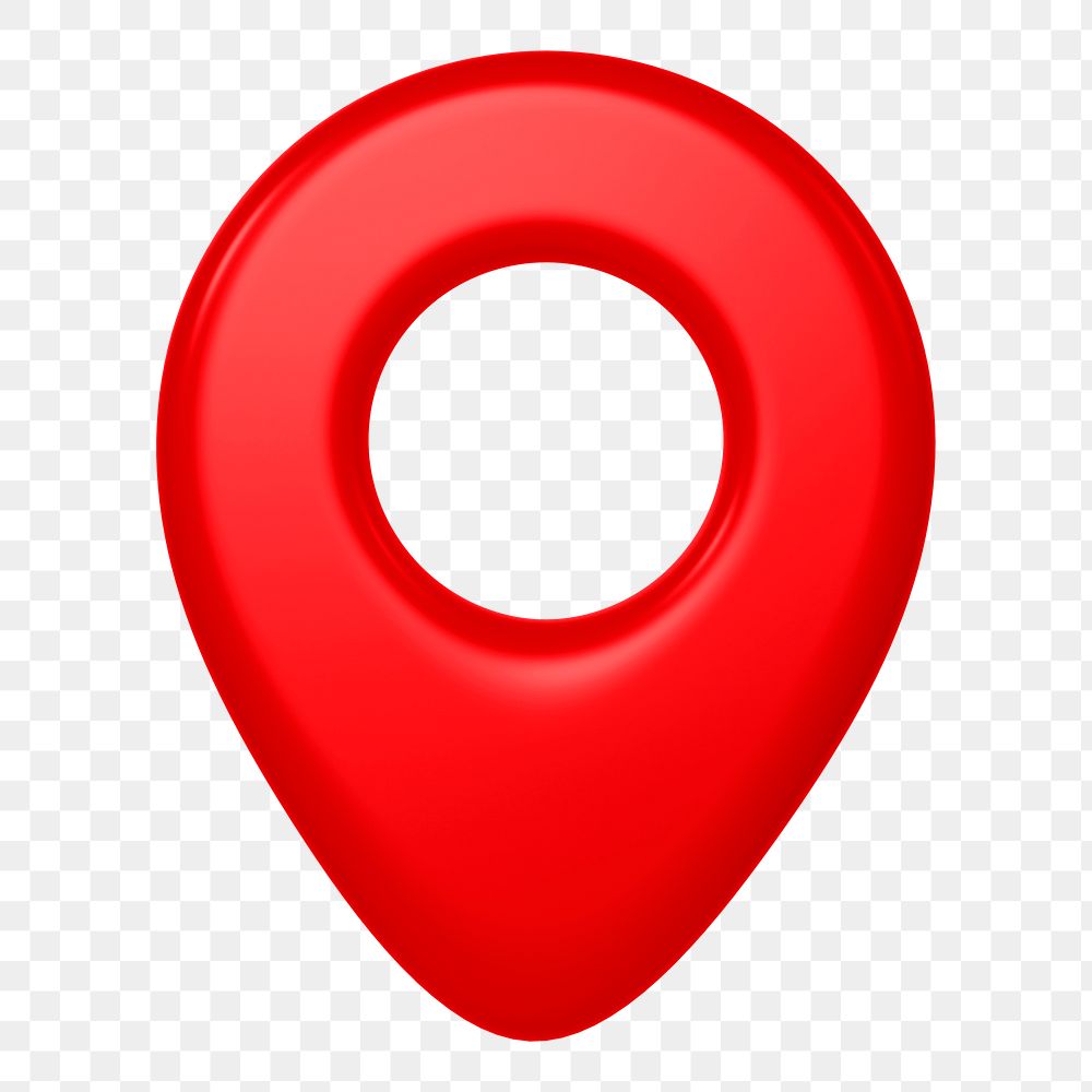 Location pin png icon sticker, 3D rendering, transparent background