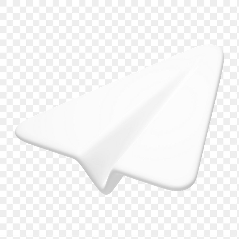 Paper plane png icon sticker, 3D rendering, transparent background