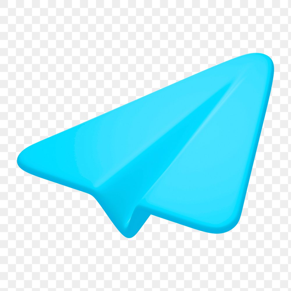 Paper plane png icon sticker, 3D rendering, transparent background