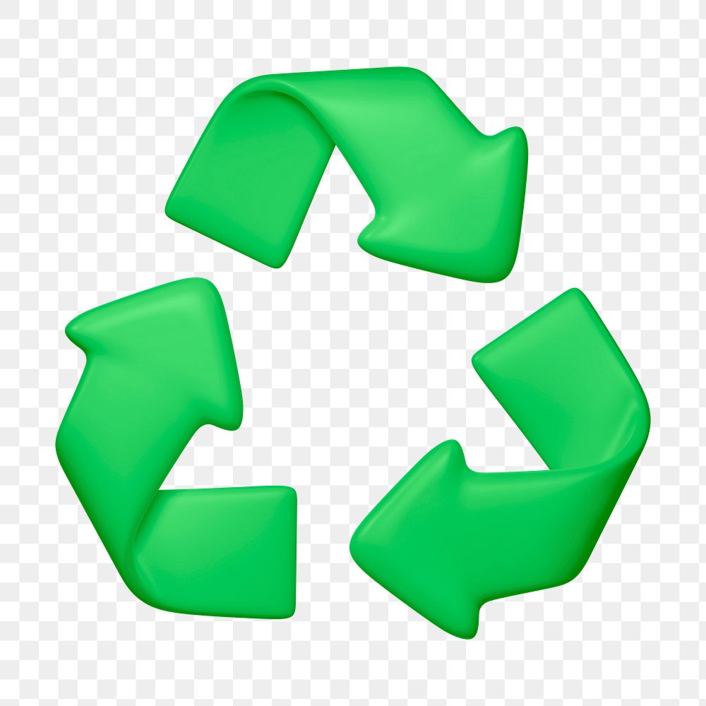 Green recycle, environment png icon sticker, 3D rendering, transparent background