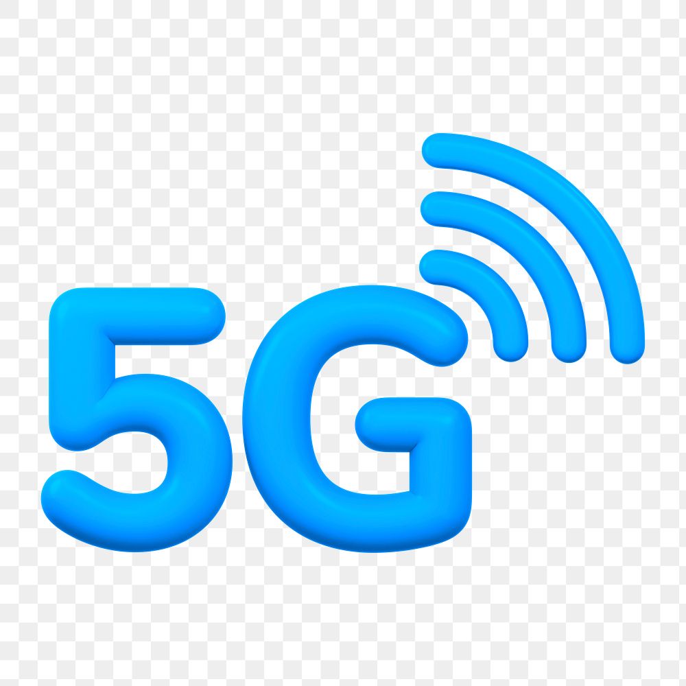 5G icon png sticker, 3D rendering graphic, transparent background