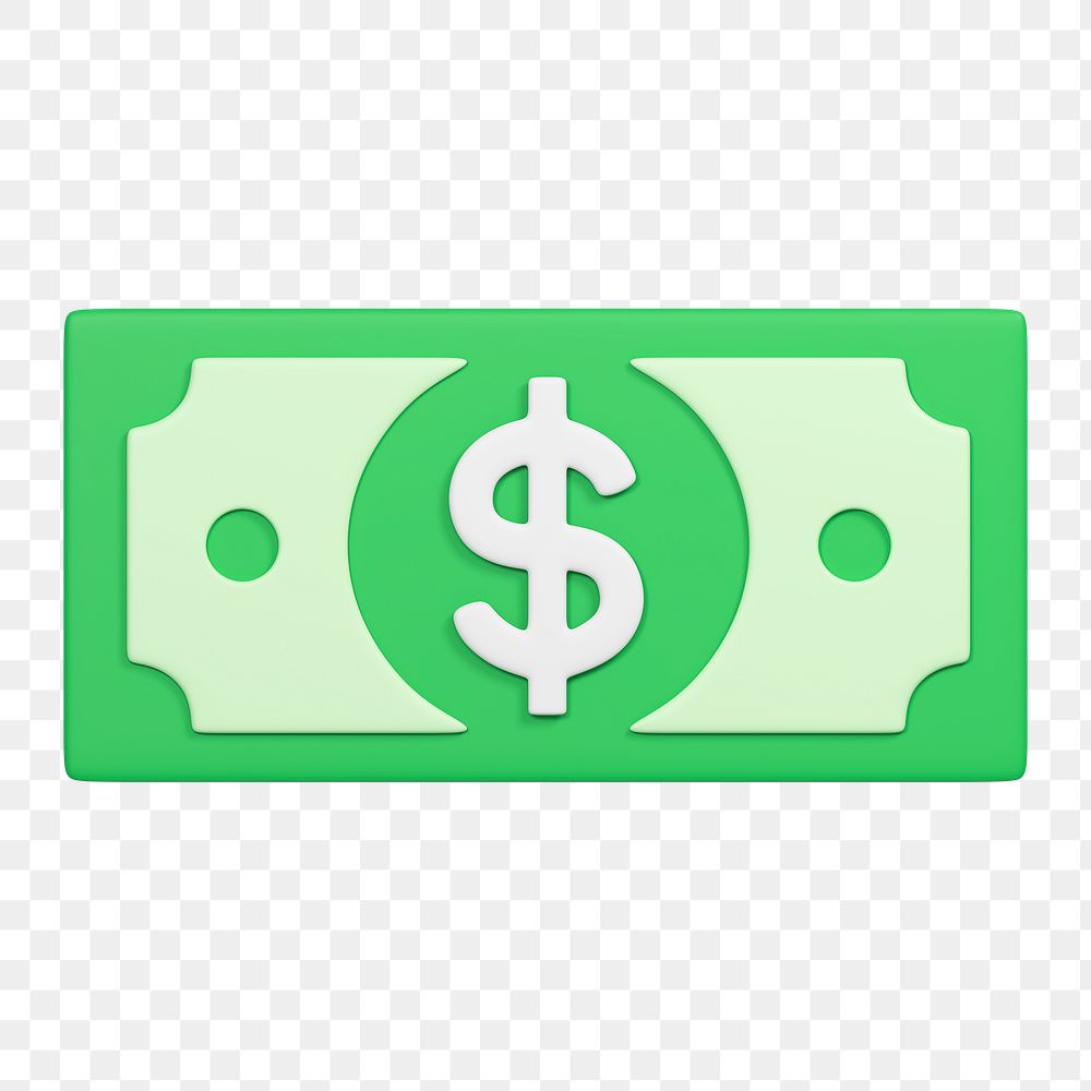 Money icon  png sticker, 3D rendering illustration, transparent background