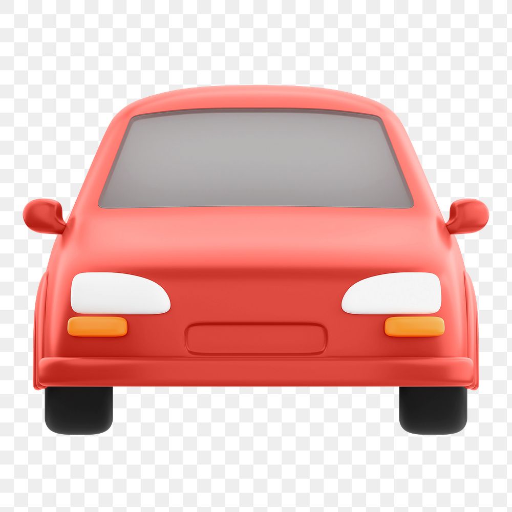 Car icon  png sticker, 3D rendering illustration, transparent background