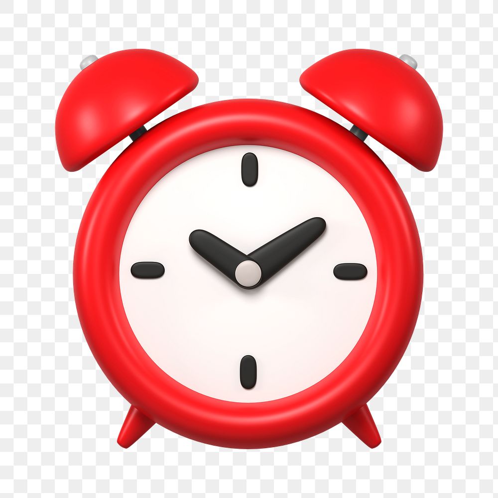 Alarm clock icon  png sticker, 3D rendering illustration, transparent background
