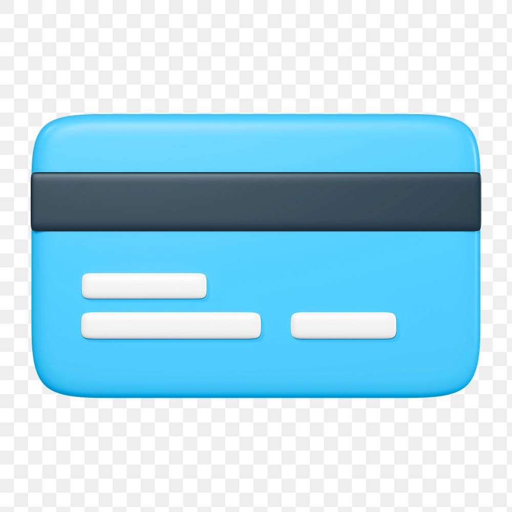 Credit card icon  png sticker, 3D rendering illustration, transparent background