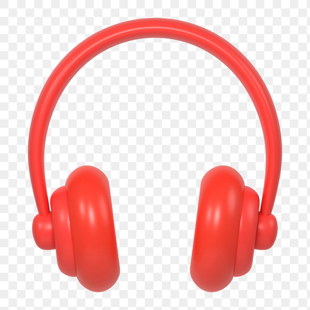 Headphones, music icon  png sticker, 3D rendering illustration, transparent background