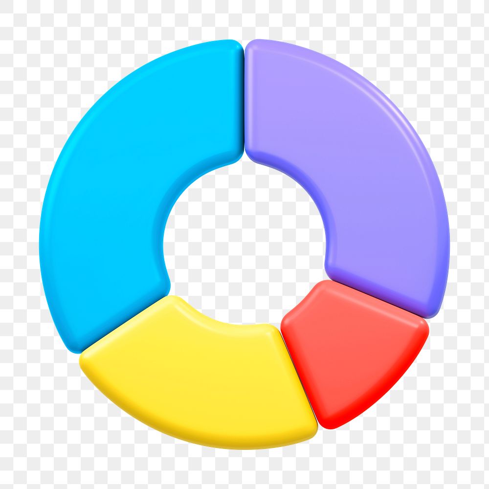 Pie chart icon  png sticker, 3D rendering illustration, transparent background