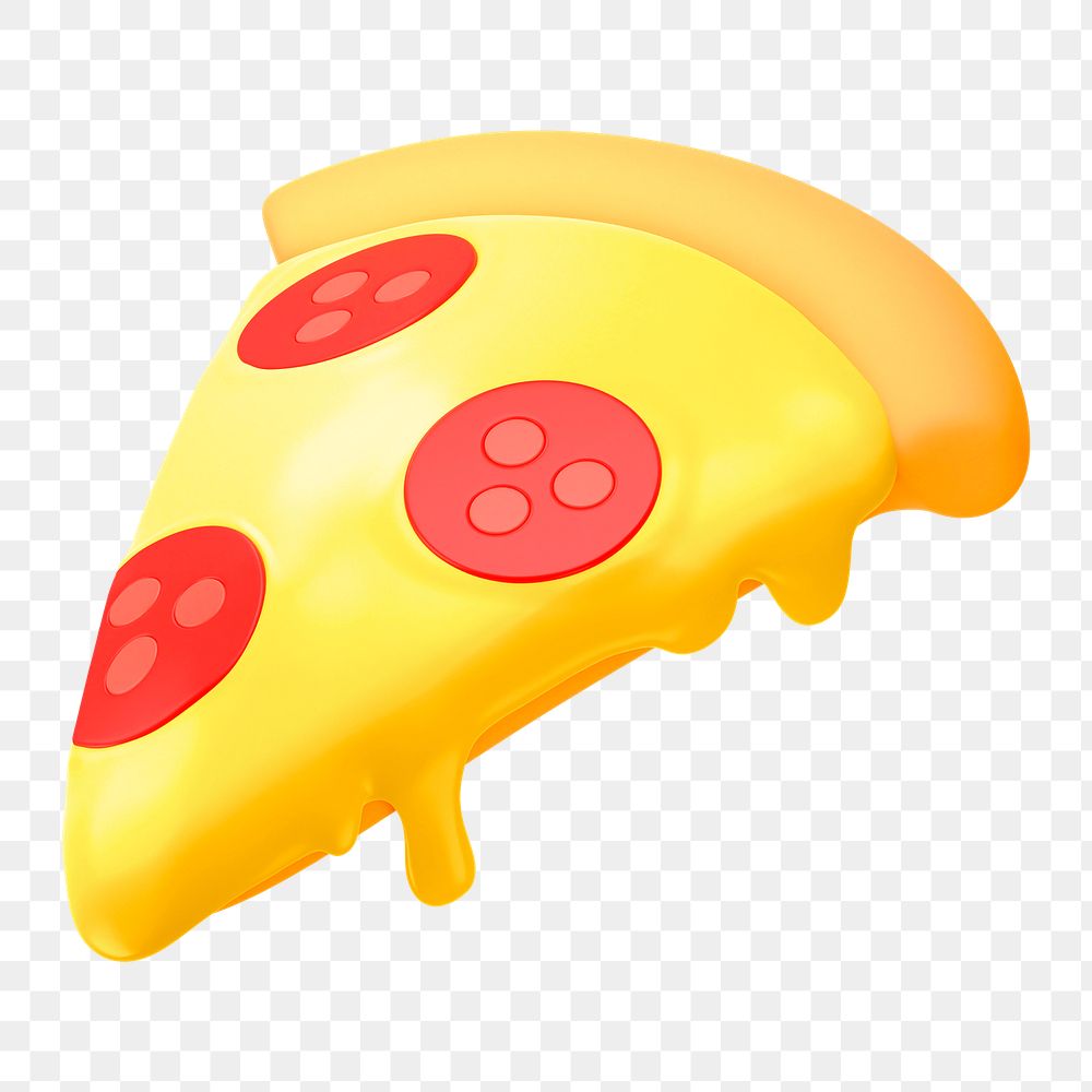 Pizza icon  png sticker, 3D rendering illustration, transparent background
