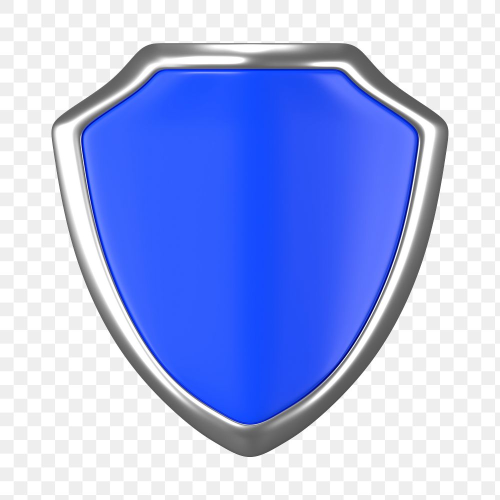 Shield icon  png sticker, 3D rendering illustration, transparent background