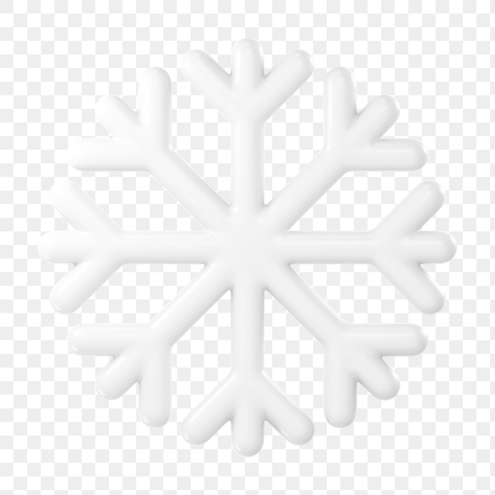 Snowflake icon  png sticker, 3D minimal illustration, transparent background