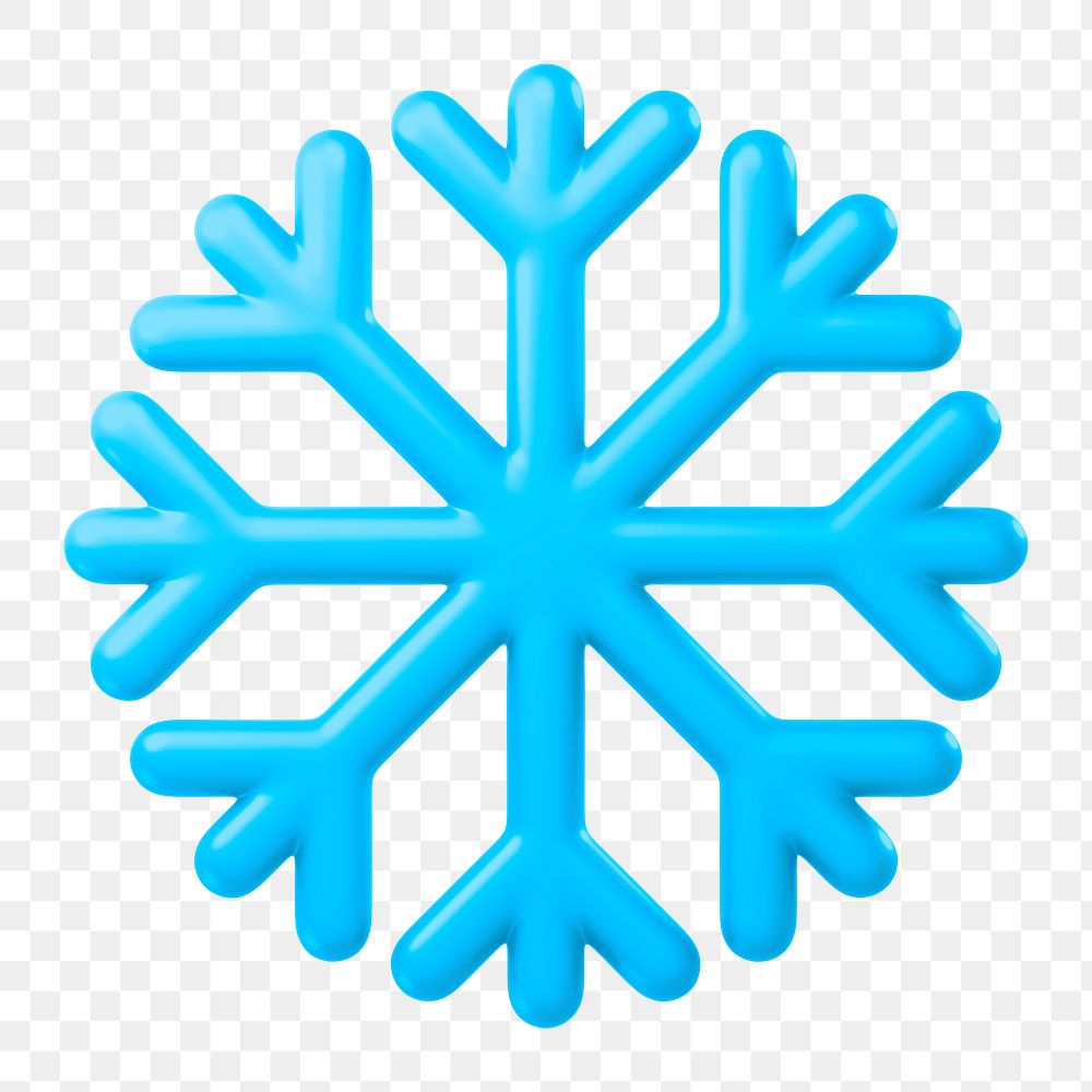 Snowflake icon  png sticker, 3D rendering illustration, transparent background