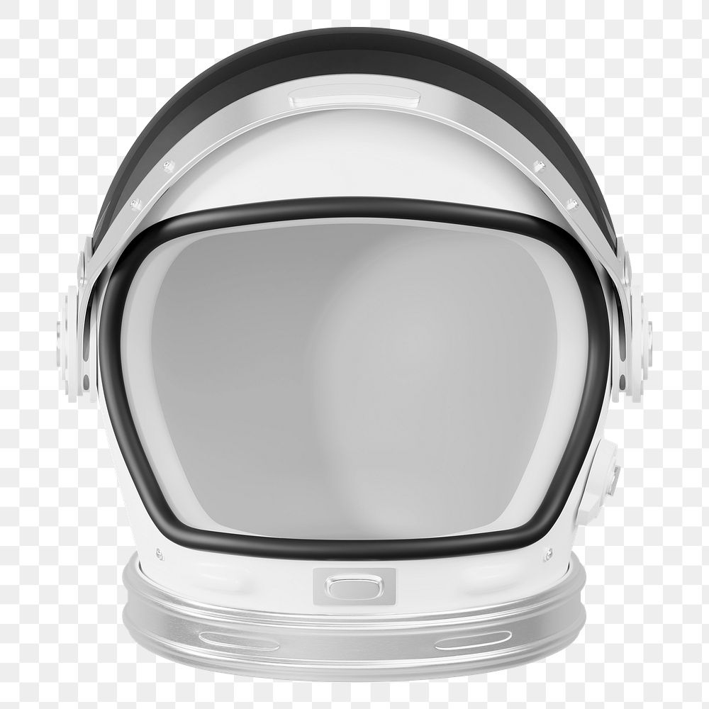 Png astronaut helmet sticker, 3D rendering, transparent background