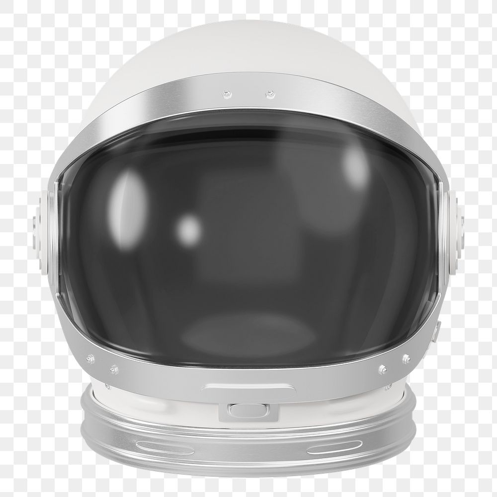 Png astronaut helmet sticker, 3D rendering, transparent background