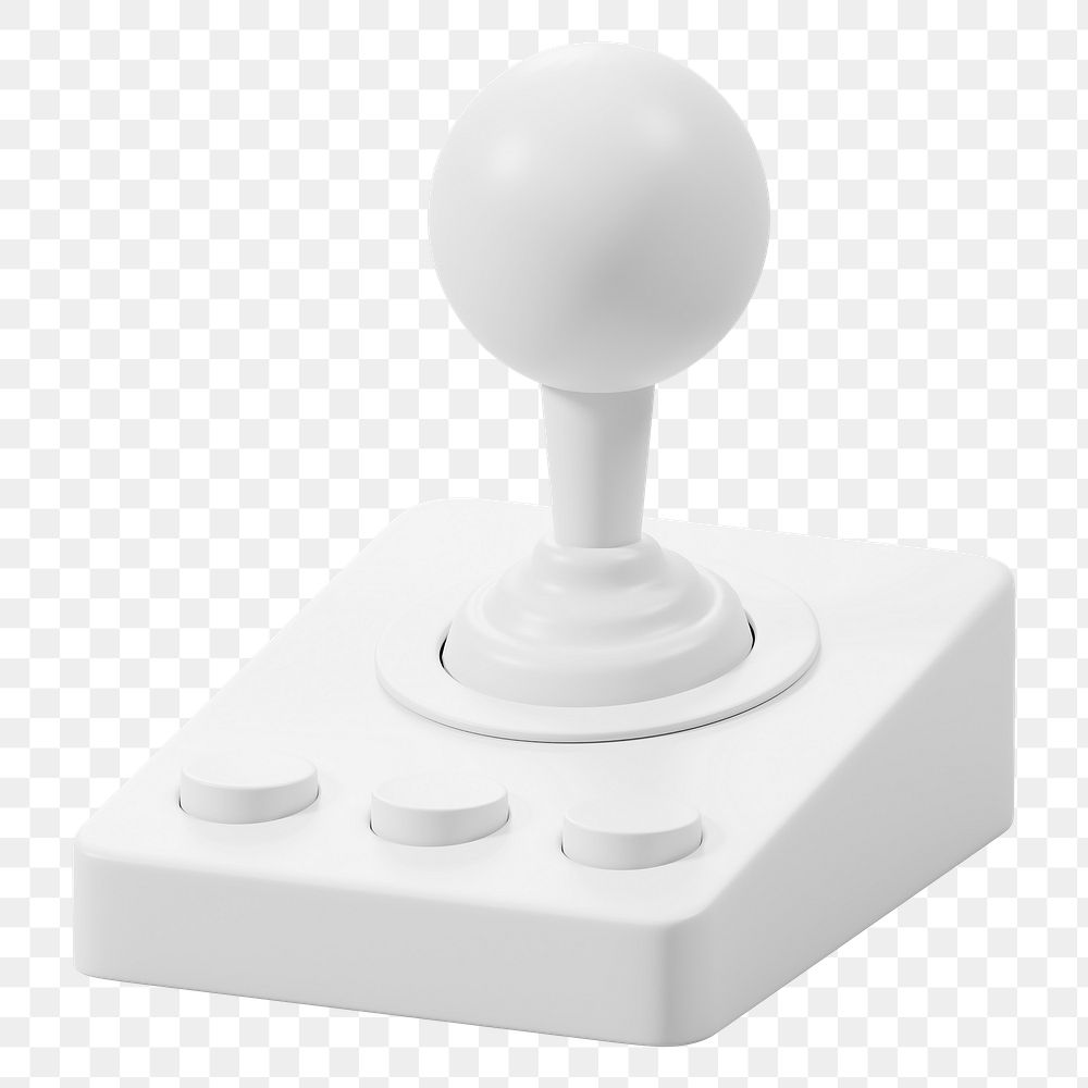 3D white joystick png gaming sticker, collage element on transparent background