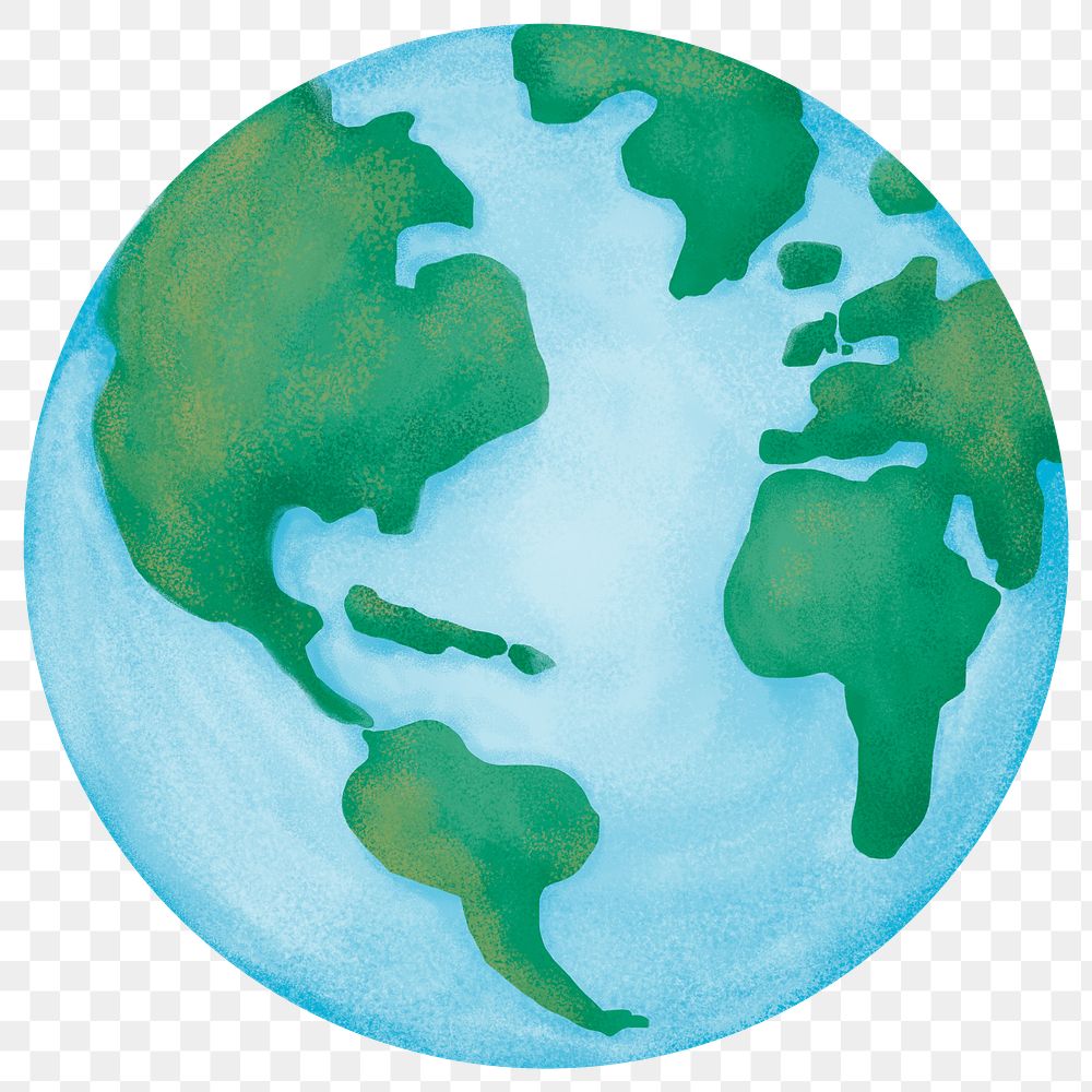 Earth png sticker, world drawing design, transparent background