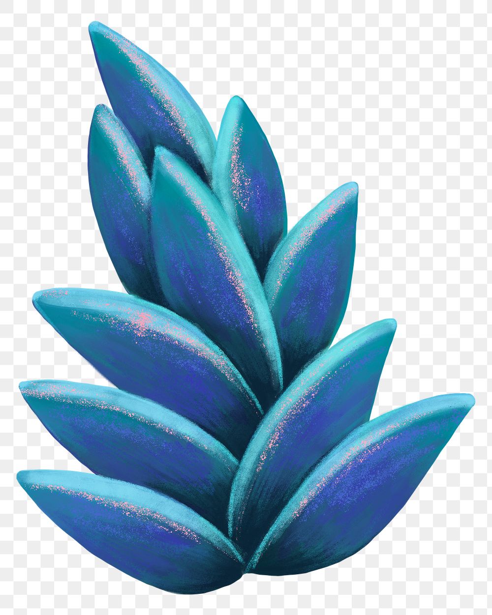 Blue leaves png sticker, botanical illustration, transparent background