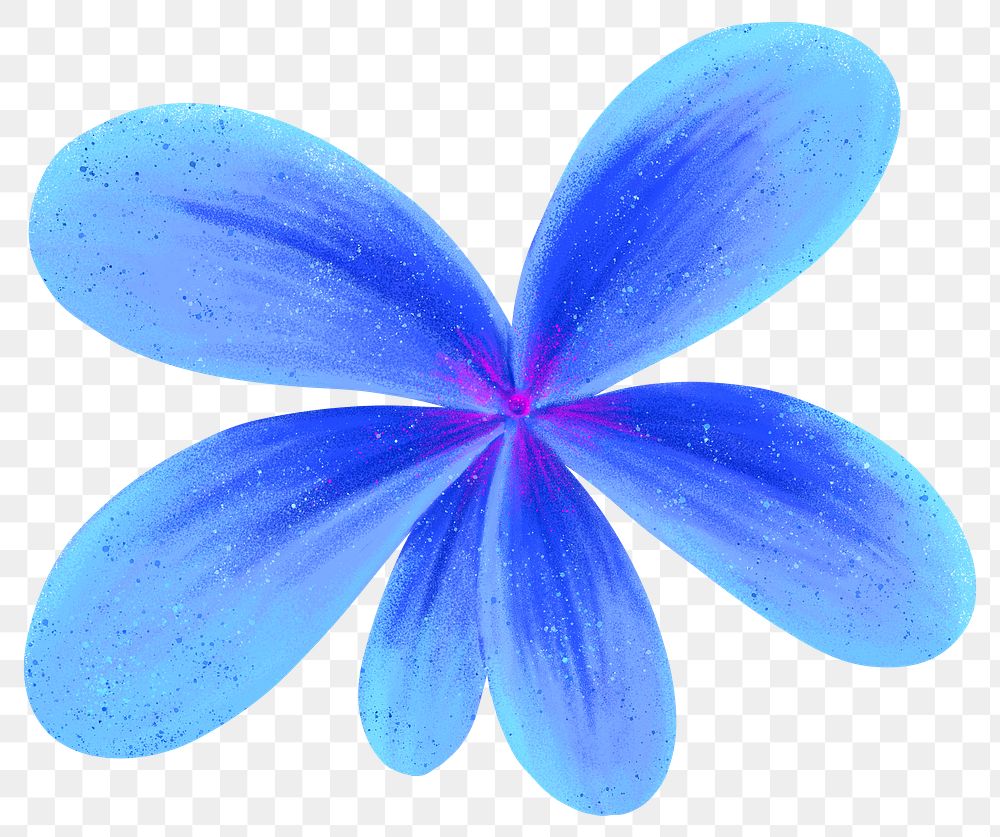Gradient blue flower png sticker, botanical illustration, transparent background