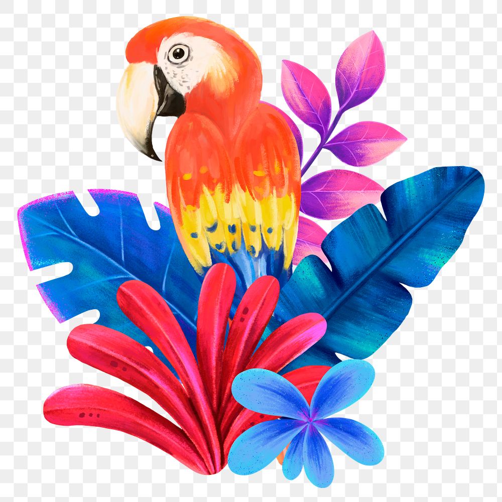 Colorful bird png sticker, cute animal illustration, transparent background