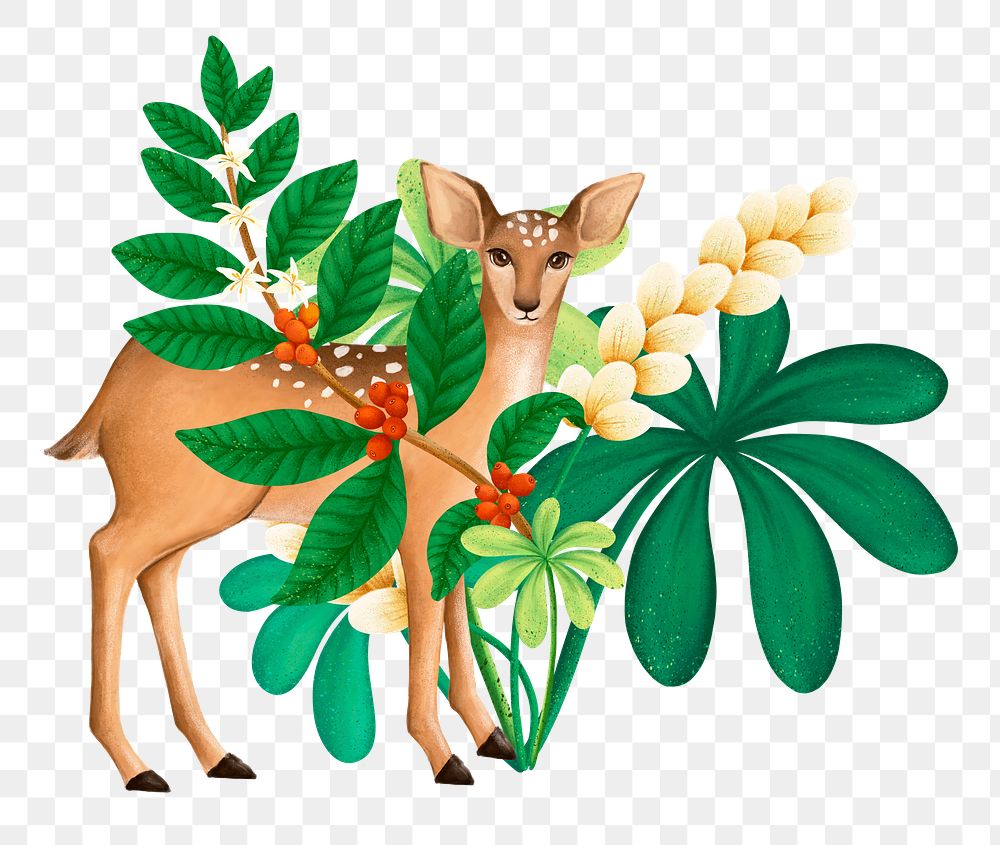Deer wildlife png sticker, cute animal illustration, transparent background