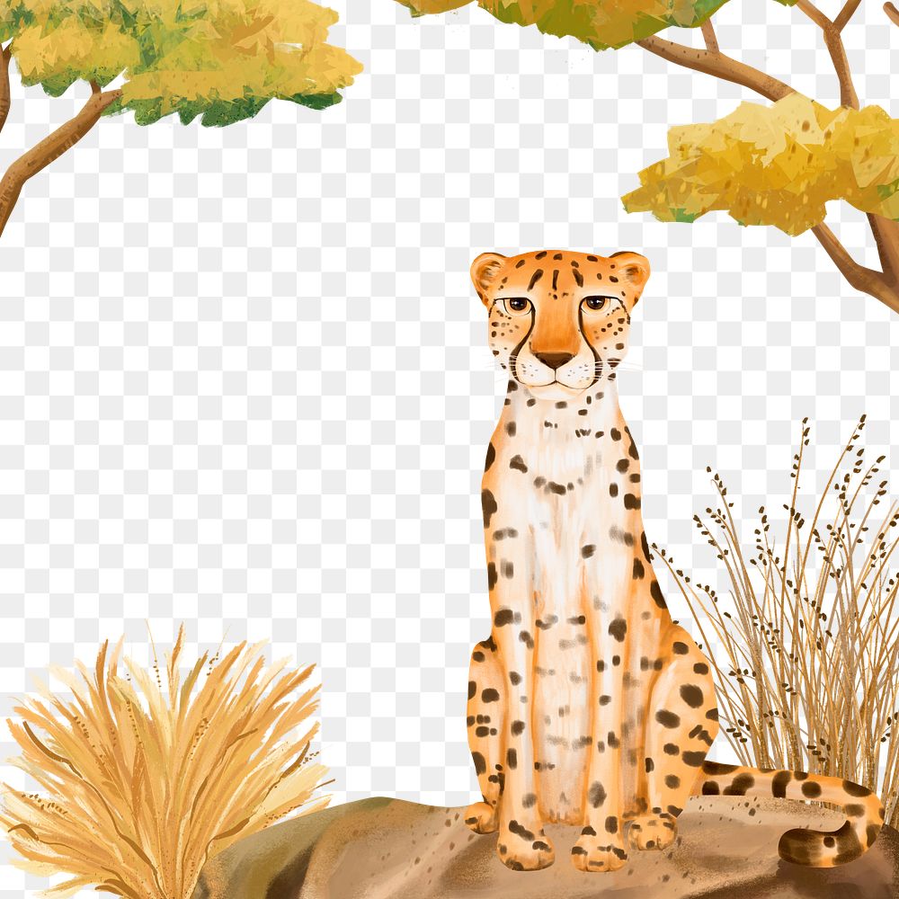 Cheetah wildlife png, animal illustration, transparent background