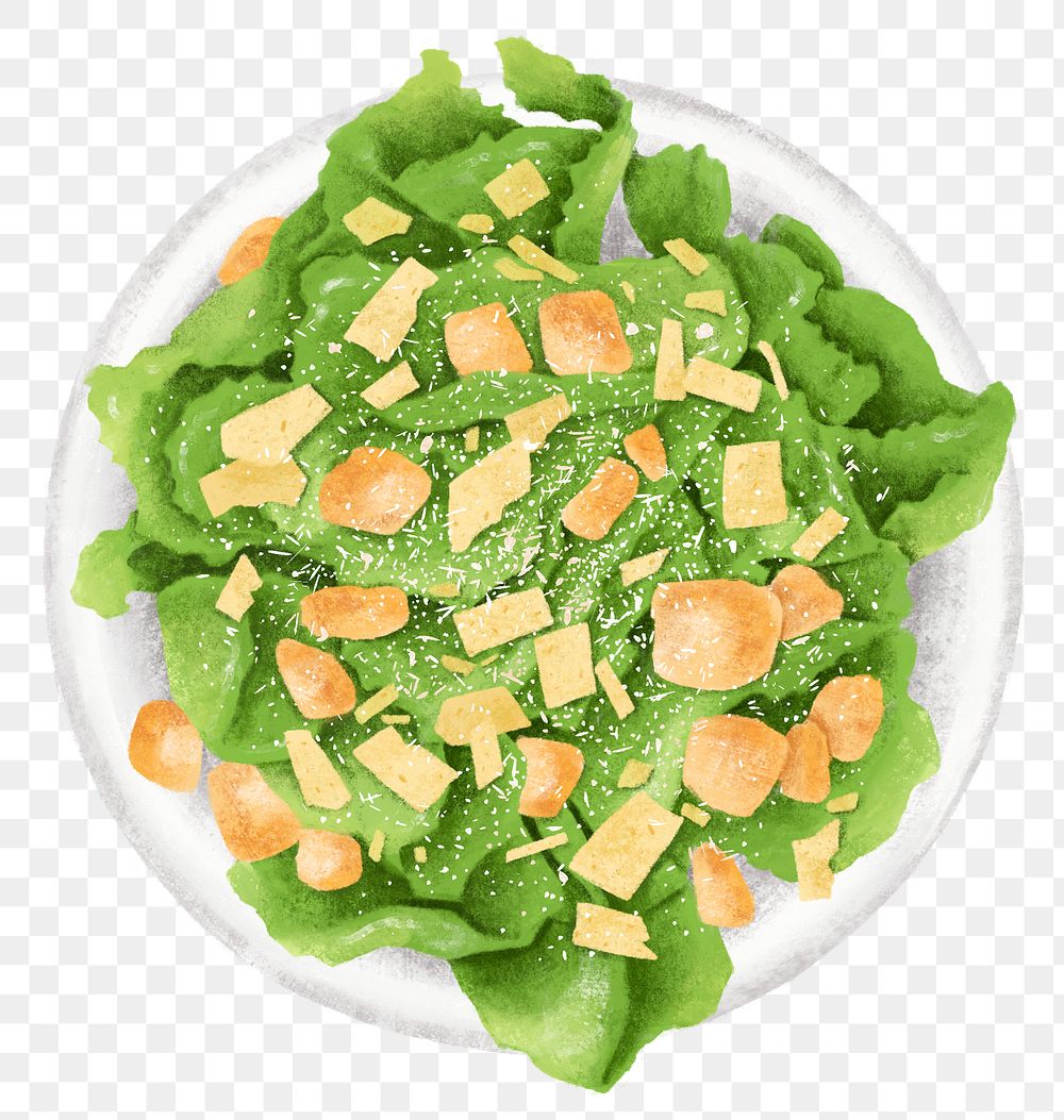 Organic salad png sticker, healthy food illustration, transparent background