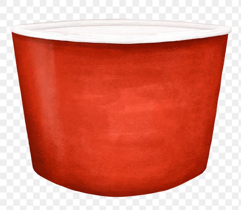 Red bucket png sticker, food container illustration, transparent background