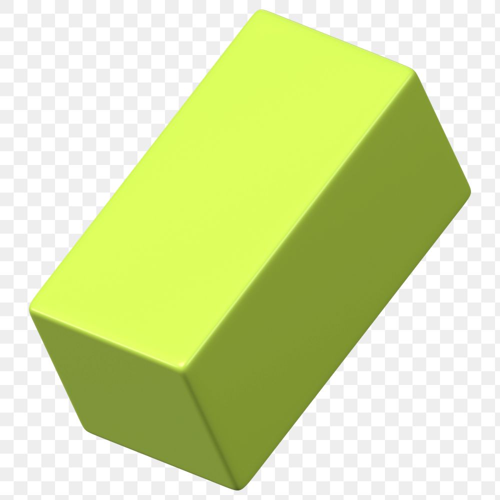 3D green cuboid png, geometric shape clipart, transparent background