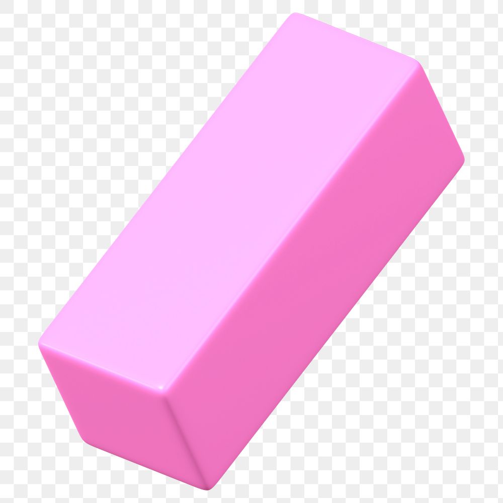 3D pink cuboid png, geometric shape clipart, transparent background