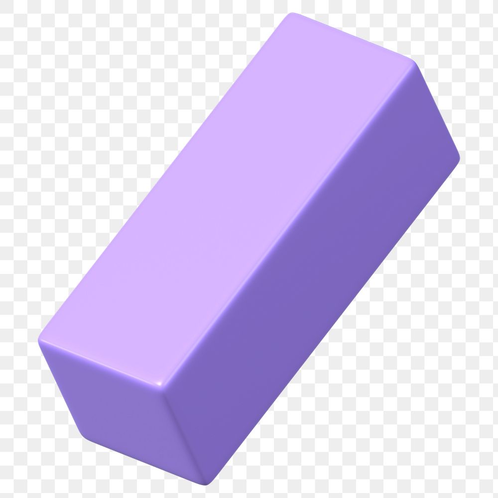 3D purple cuboid png, geometric shape clipart, transparent background