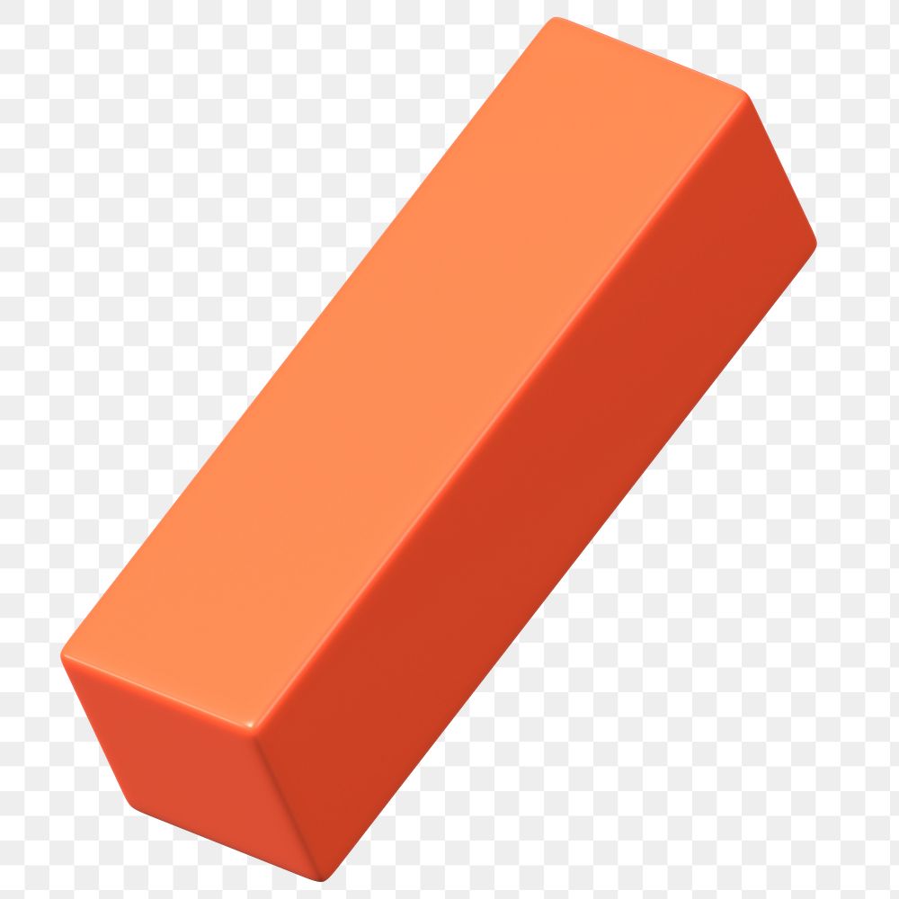 3D orange cuboid png, geometric shape clipart, transparent background