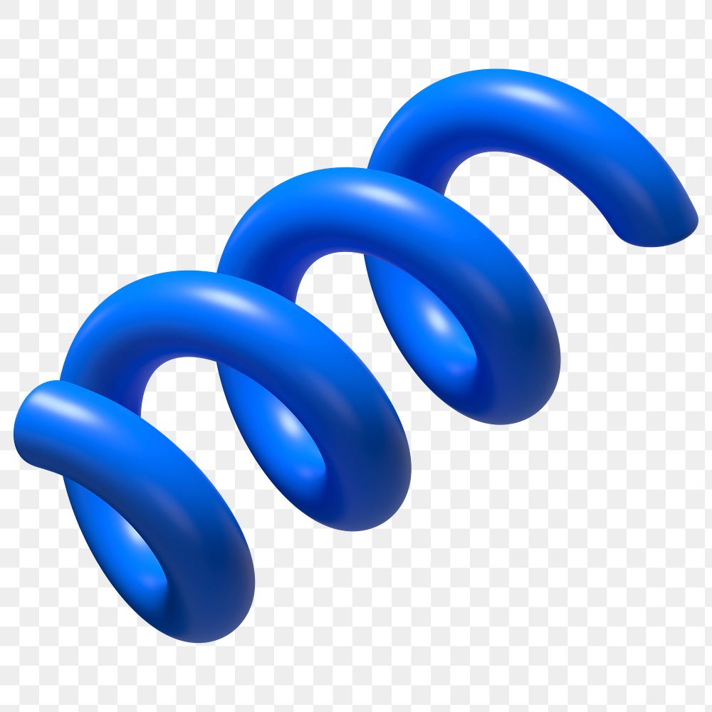 3D blue spiral png clip art, transparent background 