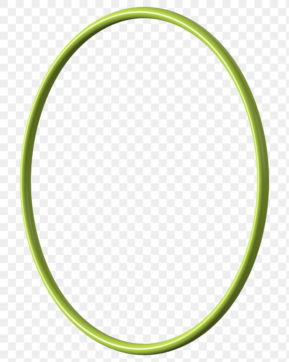 3D green ring png, oval shape, geometric clipart, transparent background